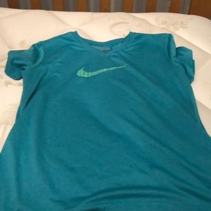 Blue and green Nike dri fit shirt